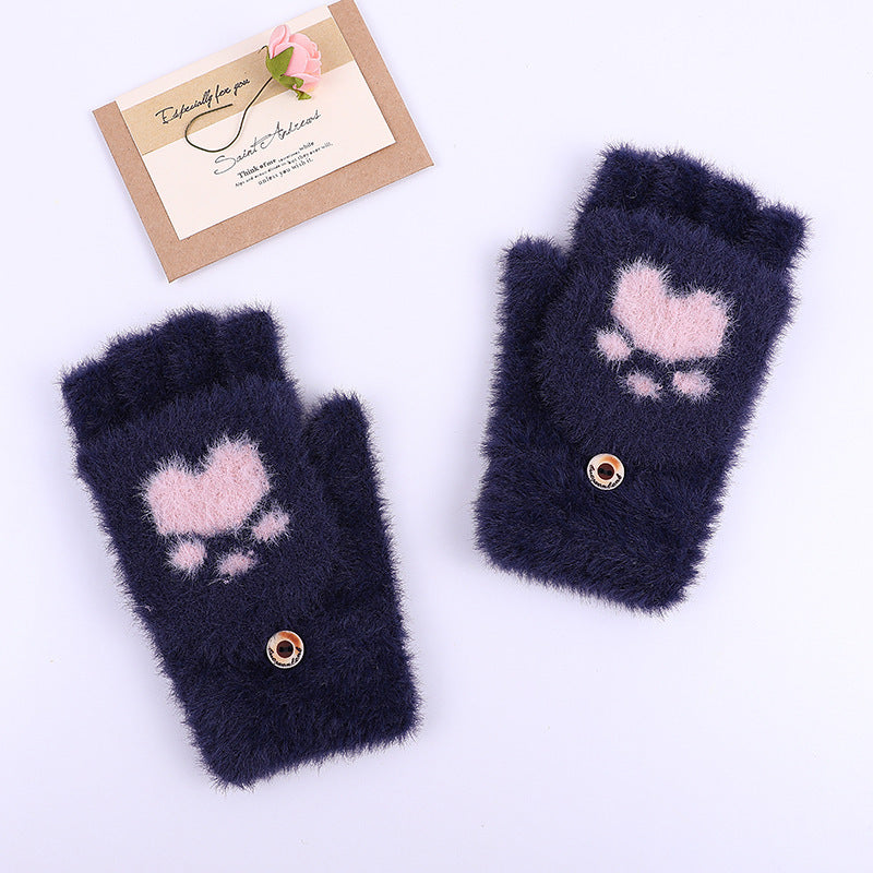 Winter Cat Claw Knit Gloves